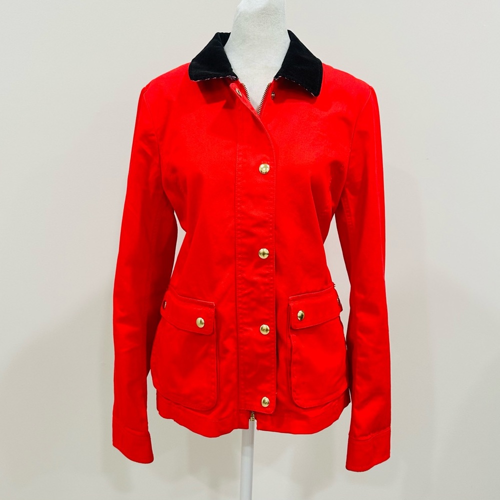 J Crew Jacket Soft Red Collared Womens Size S Retail $138 Lightweight
